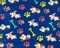 Blue-White-Multi Polyester Dog Printed Polar Fleece Knit Fabric By the Yard